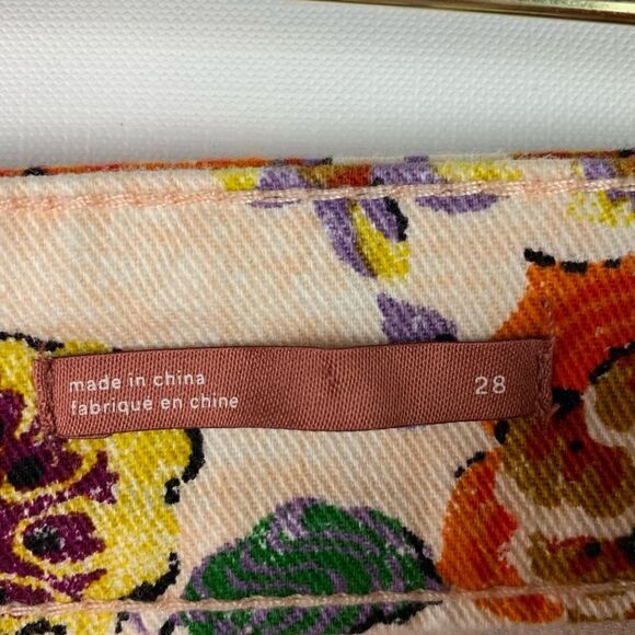 Anthropologie Pilcro High Rise Cropped Cigarette Floral 5-Pocket Jeans Size 28 - Picture 9 of 12